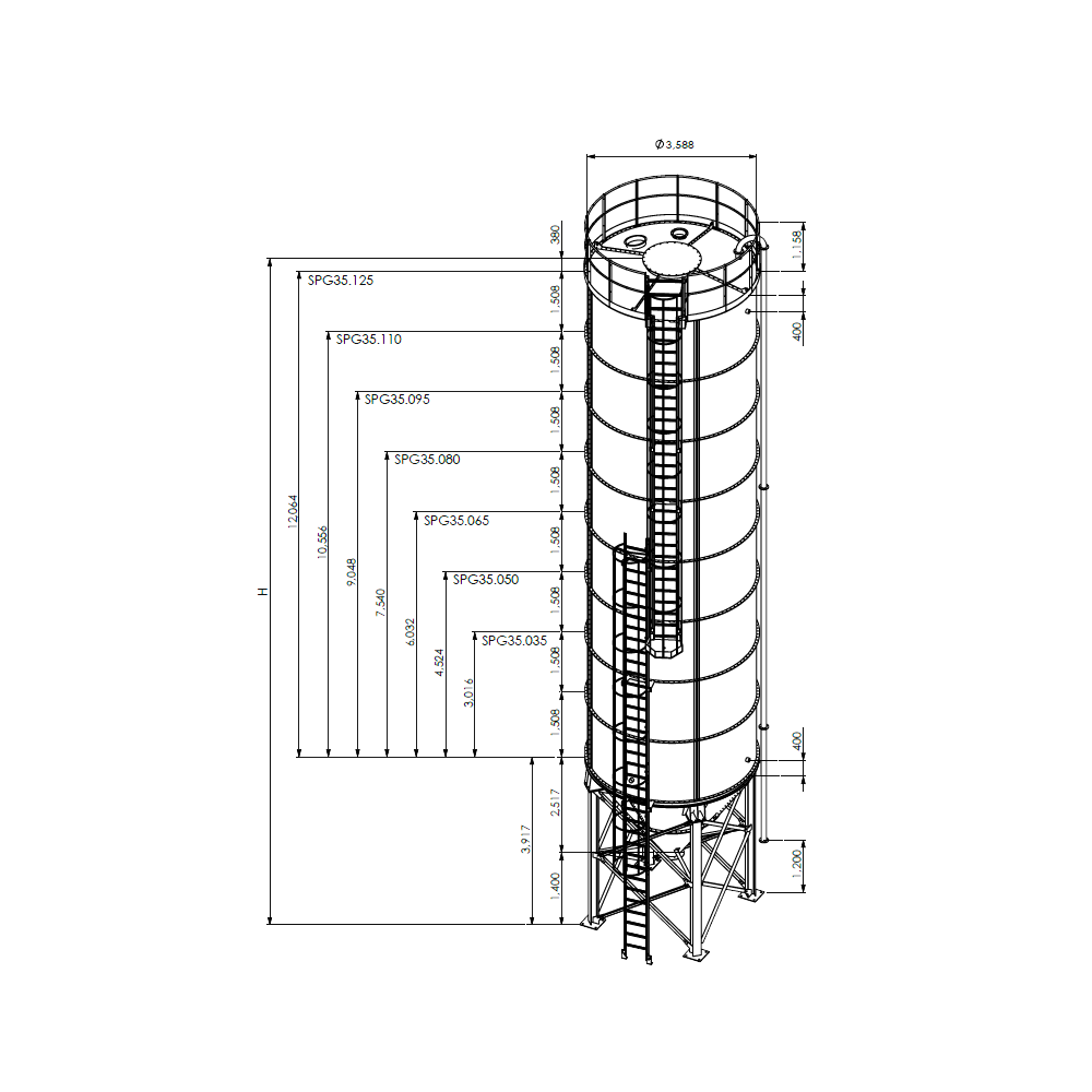 Modular Storage Silo Drawing